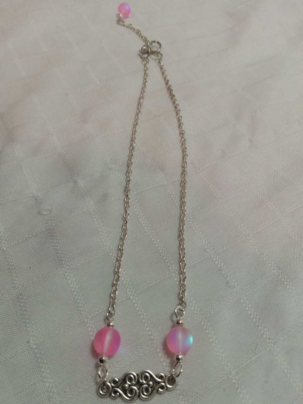 Pretty minimalist handmade necklace with pendant and glass beads